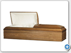 Augusta - Golden Finished Solid Oak, Orthodox Casket, Star of David, Rosetan Crepe Interior.