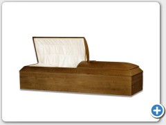 Tilton Dark - Walnut finished Cottonwood, Orthodox casket, composition bottom, interior Eggshell colored Crepe material.